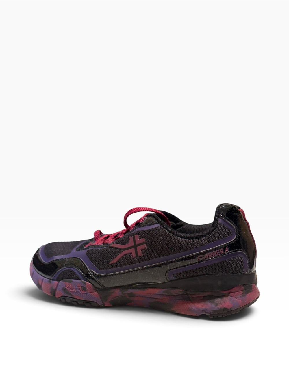 KURU WOMENS SNEAKERS 6.5 CARRERA#202201 BLACK MESH PATENT LEATHER TRIM PINK